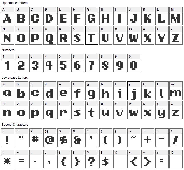 Add Standard Bitmap Font Character Map