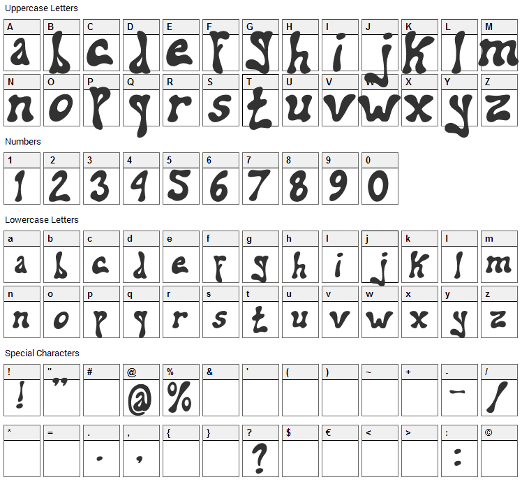 Addiel Font Character Map