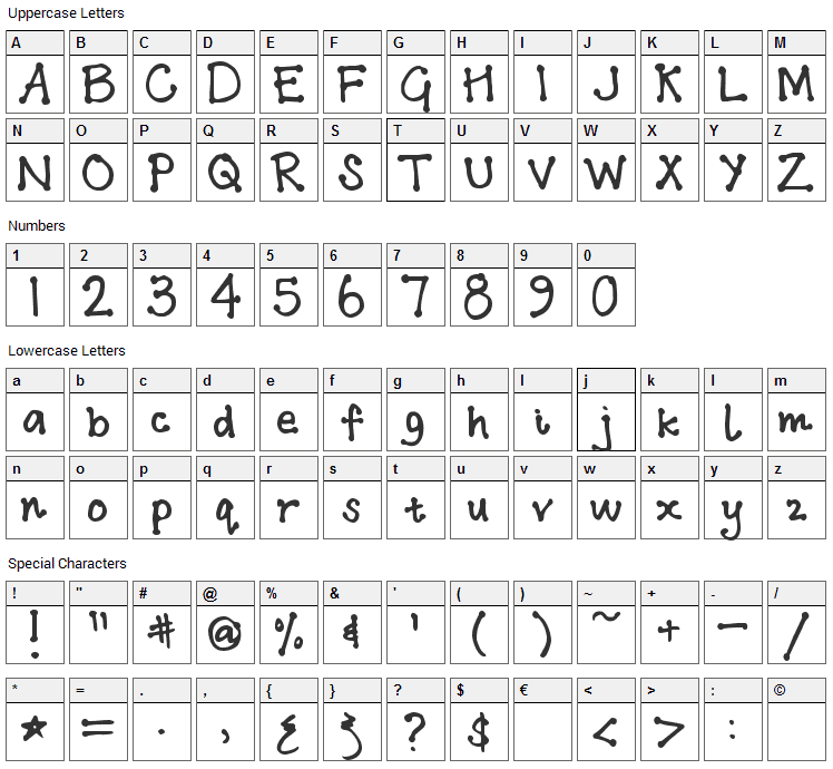 Addis Ababa Font Character Map