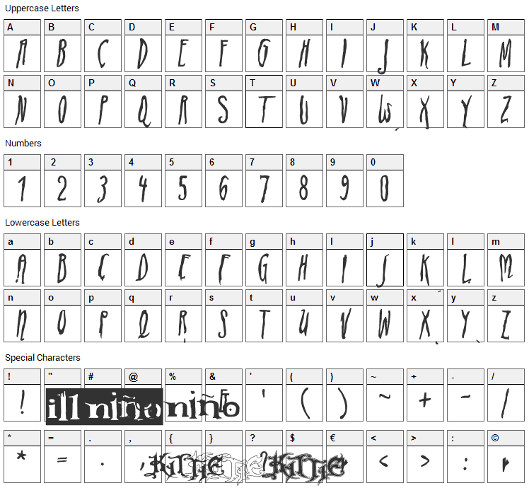 ADIstiLleRS Font Character Map