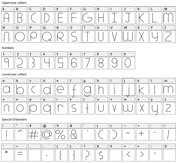 Adlanta Font Character Map