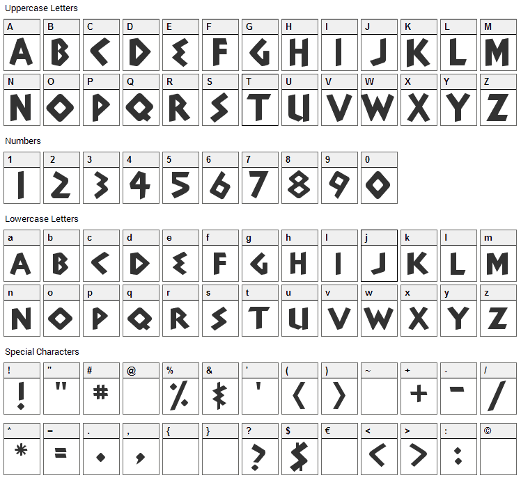 Adonais Font Character Map
