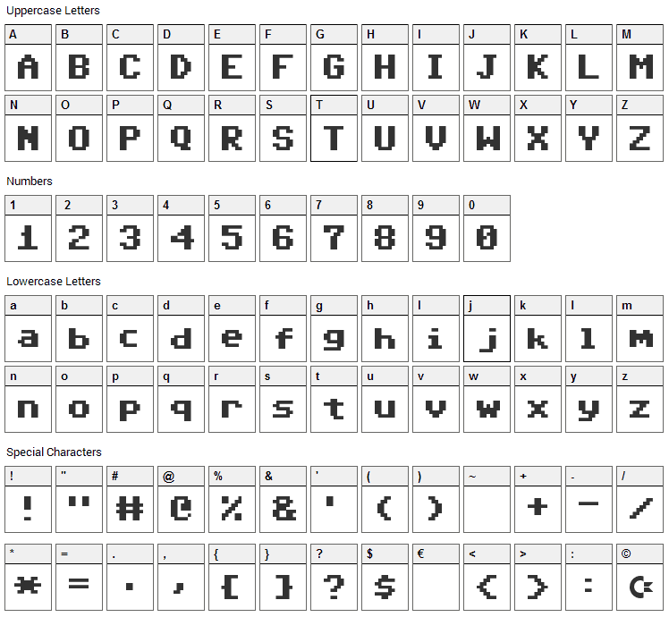 Adore 64 Font Character Map