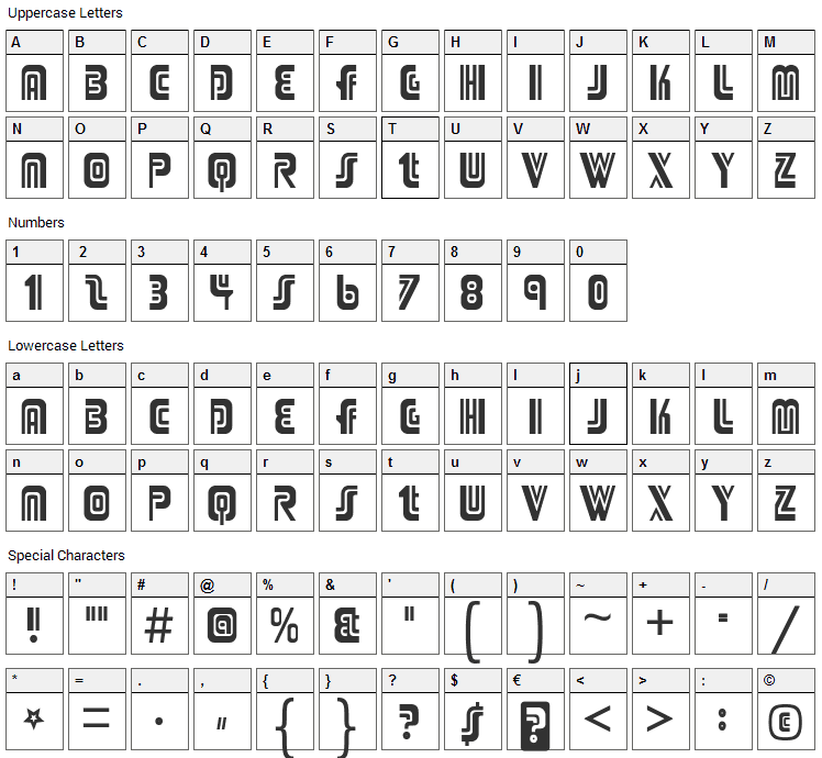 Adriator Font Character Map