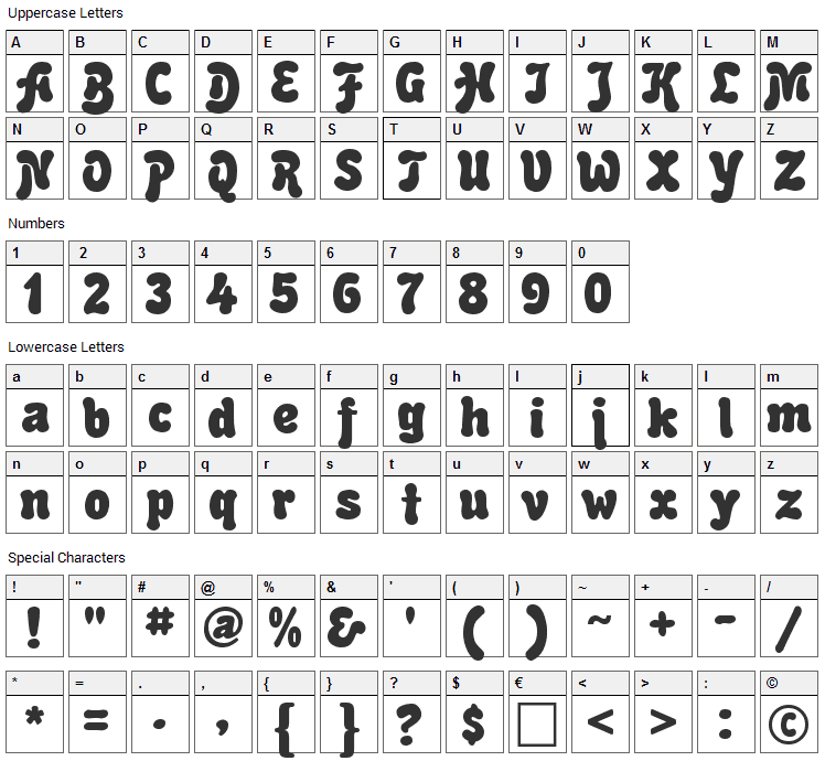 Advert Font Character Map