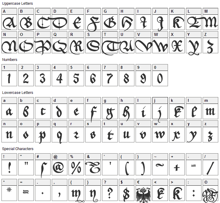Aeiou Font Character Map