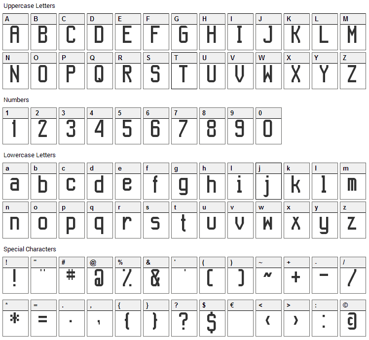 Aeroport Font Character Map