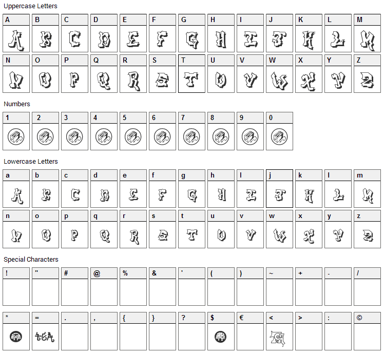Aerosol Menace Font Character Map