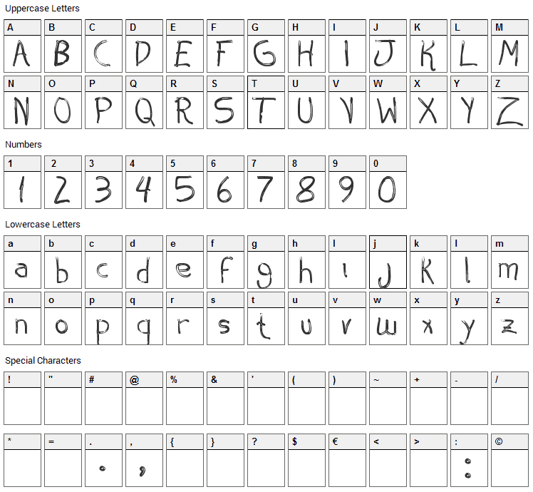 Aespiro Font Character Map