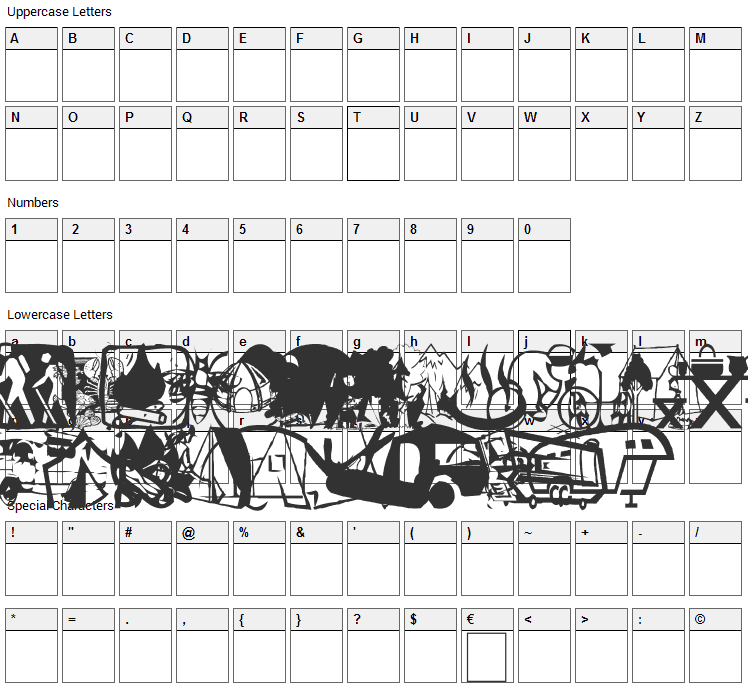 AEZ Camping Font Character Map