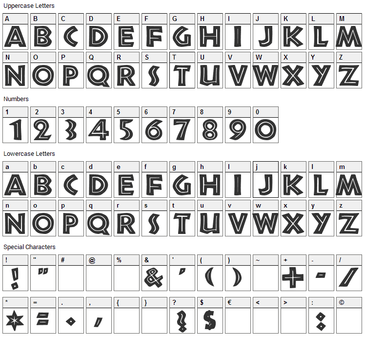 African Font Character Map