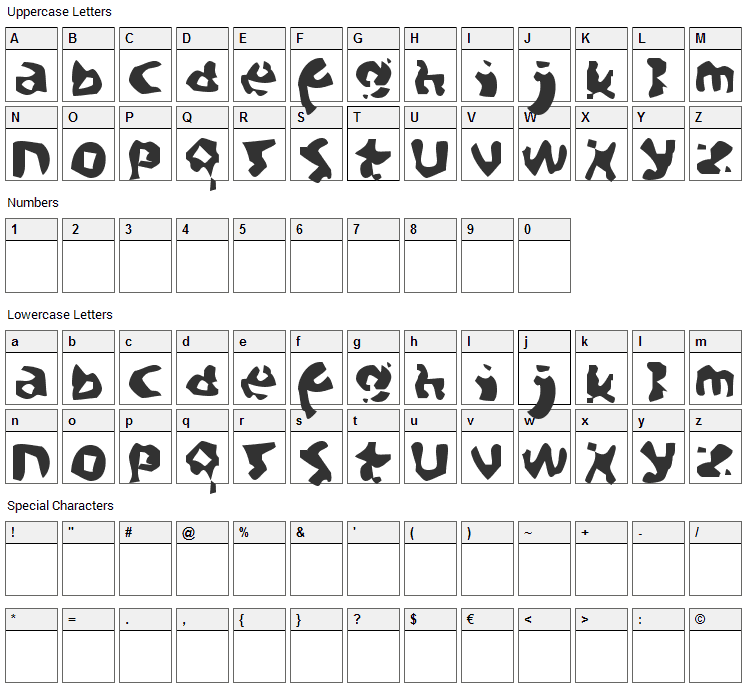Aftermath Font Character Map