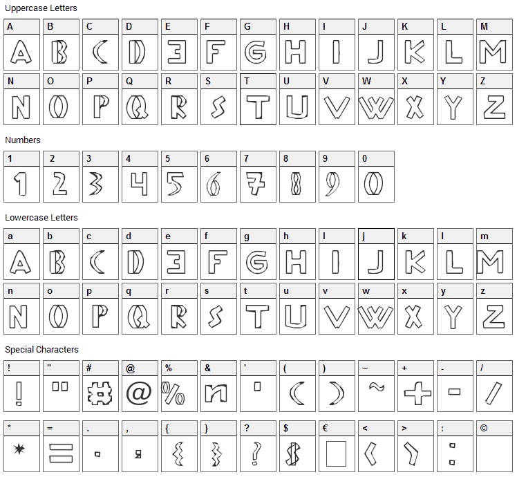 Aftermath KJ Font Character Map