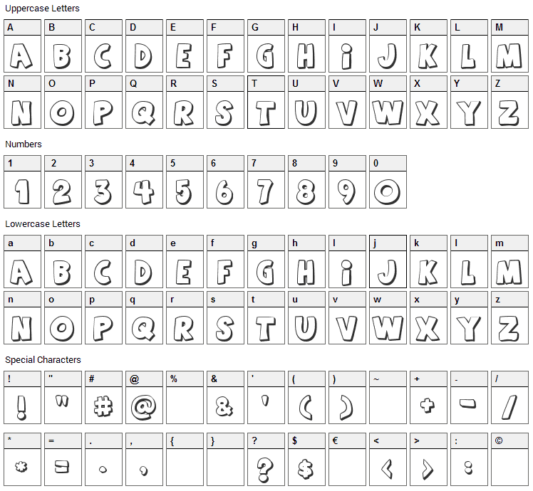 Agent Orange Font Character Map