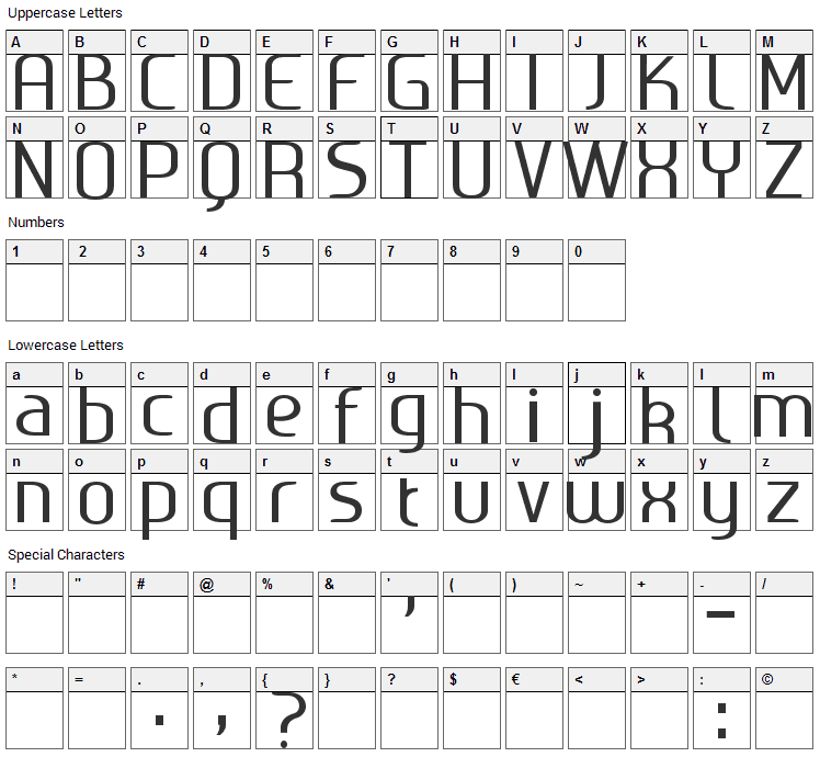 Ageone Font Character Map