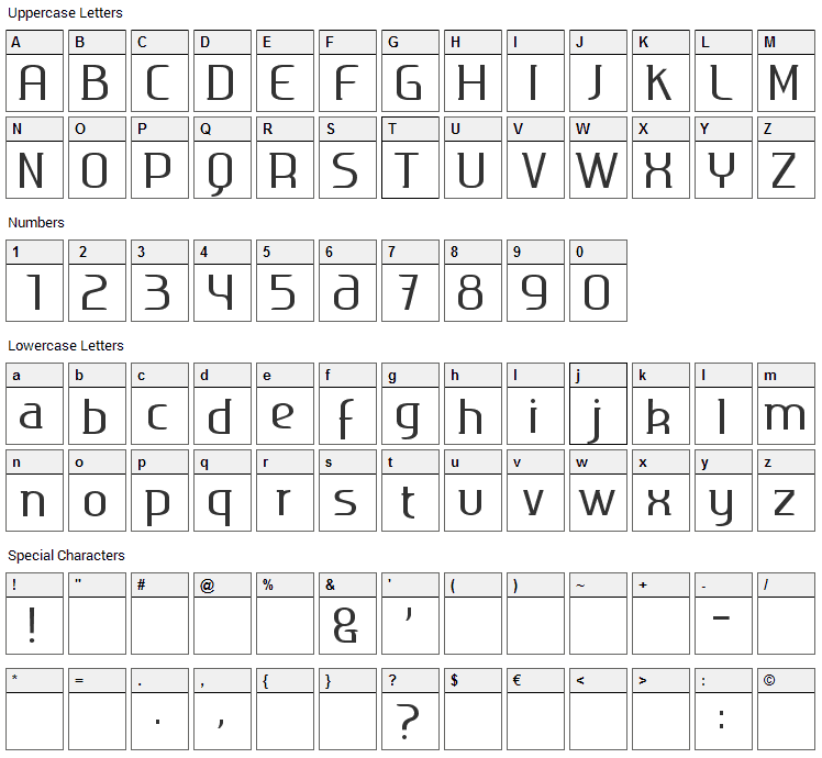 Ageone Serif Font Character Map