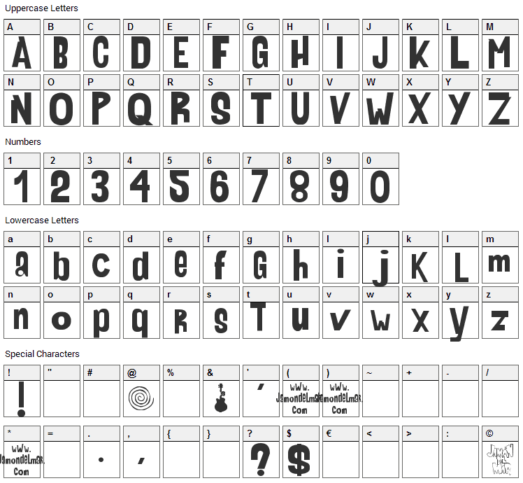 AHDN Font Character Map