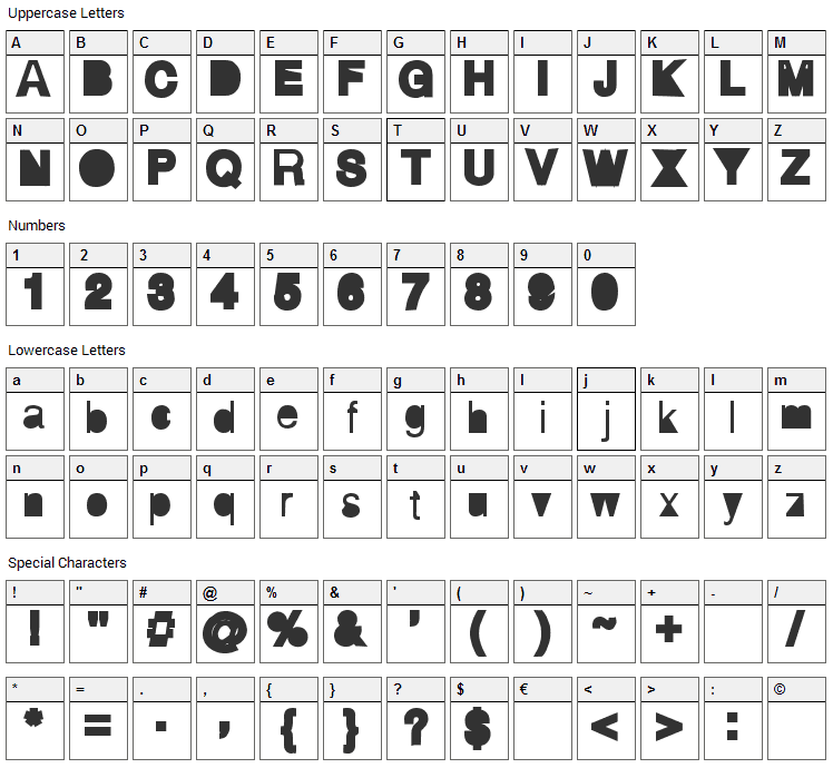 AI Hellvertigo Font Character Map