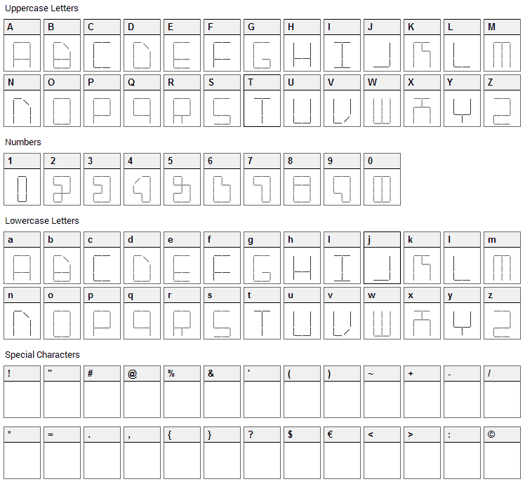 AI Stapler Font Character Map