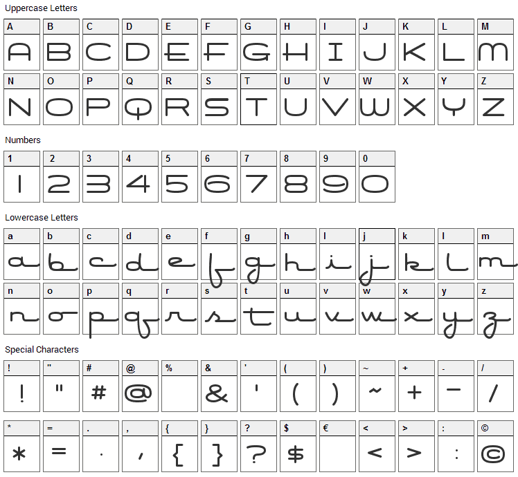 Air Conditioner Font Character Map