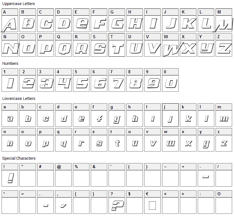 Air Millhouse Font Character Map