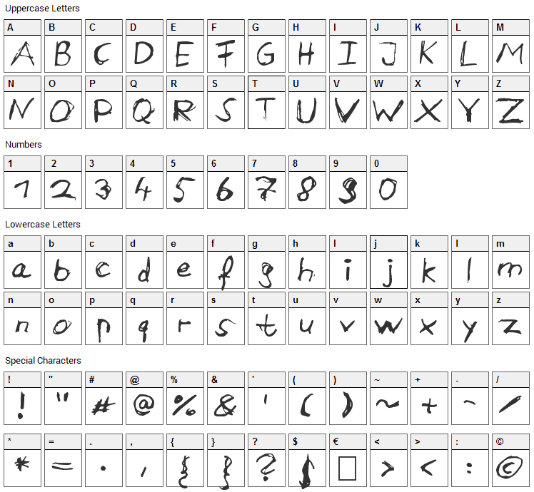 Aircloud Font Character Map