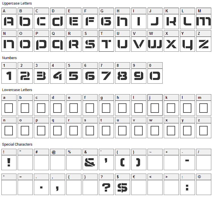 Airlock Font Character Map