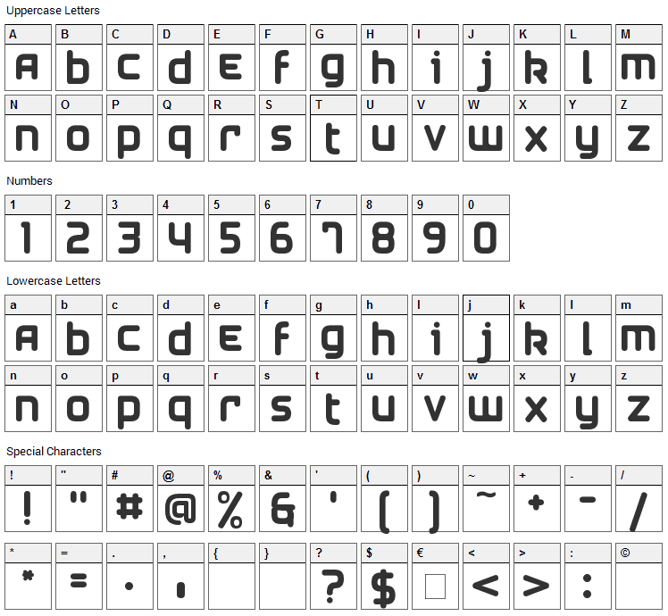 Airstrip Four Font Character Map