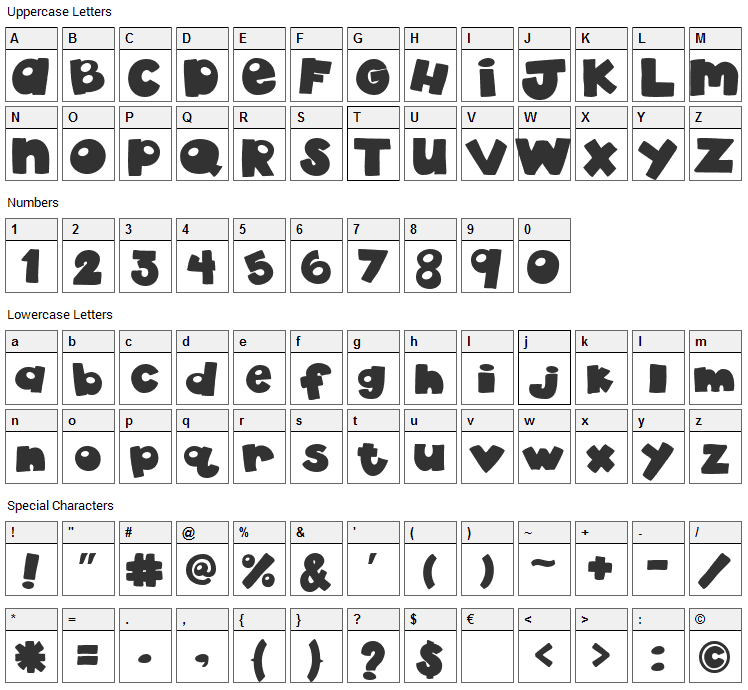 akaDylan Font Character Map