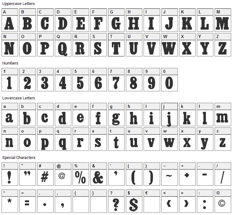 Akenaten Font Character Map