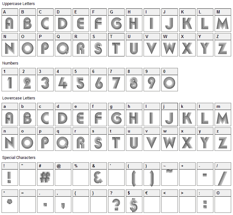 Akka Font Character Map