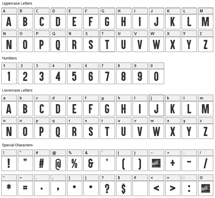 Aku & Kamu Font Character Map