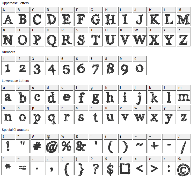 Alabama Font Character Map