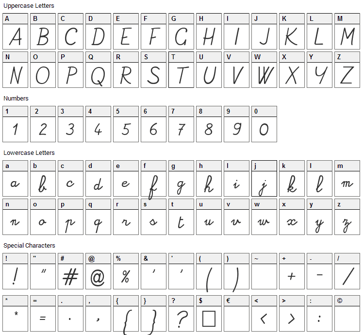 Alamain Font Character Map