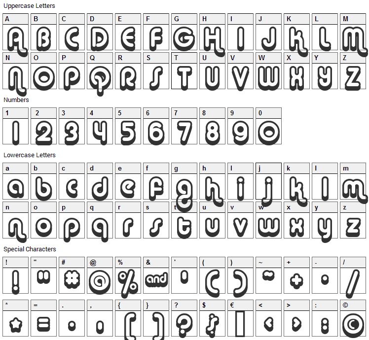 Alba Font Character Map