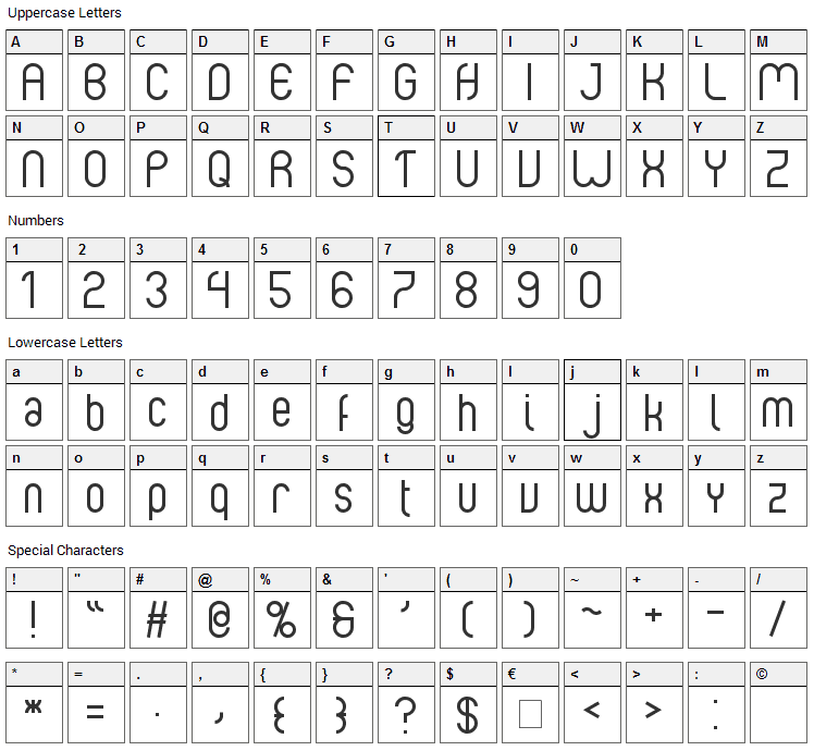 Albertino Font Character Map