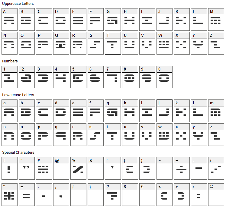 Aldos Nova Font Character Map