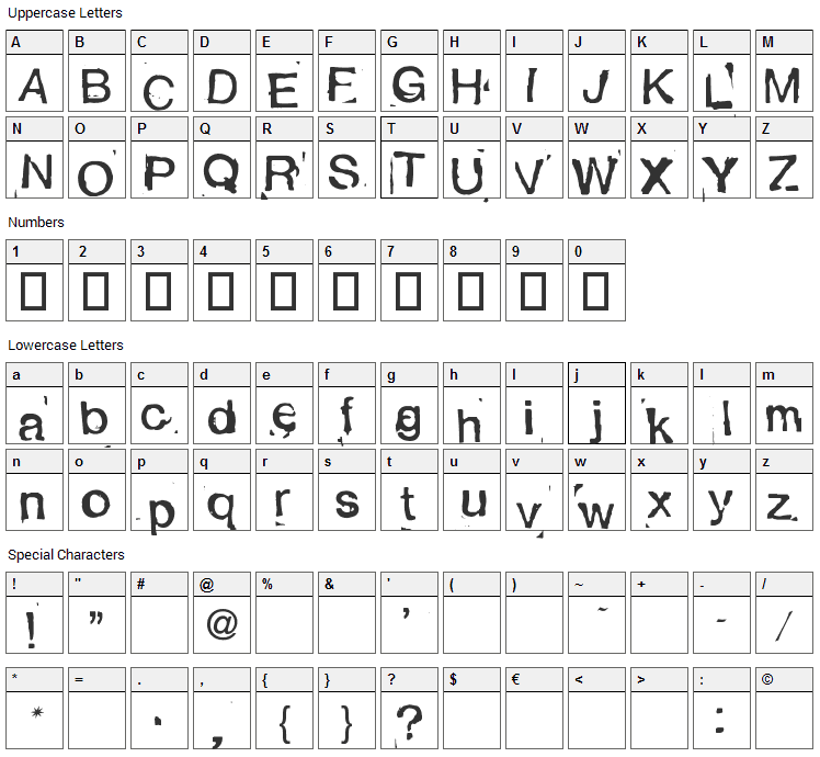 Alexandras Stempelkasten Font Character Map