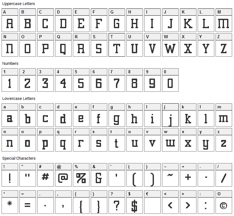 Alexandria Font Character Map