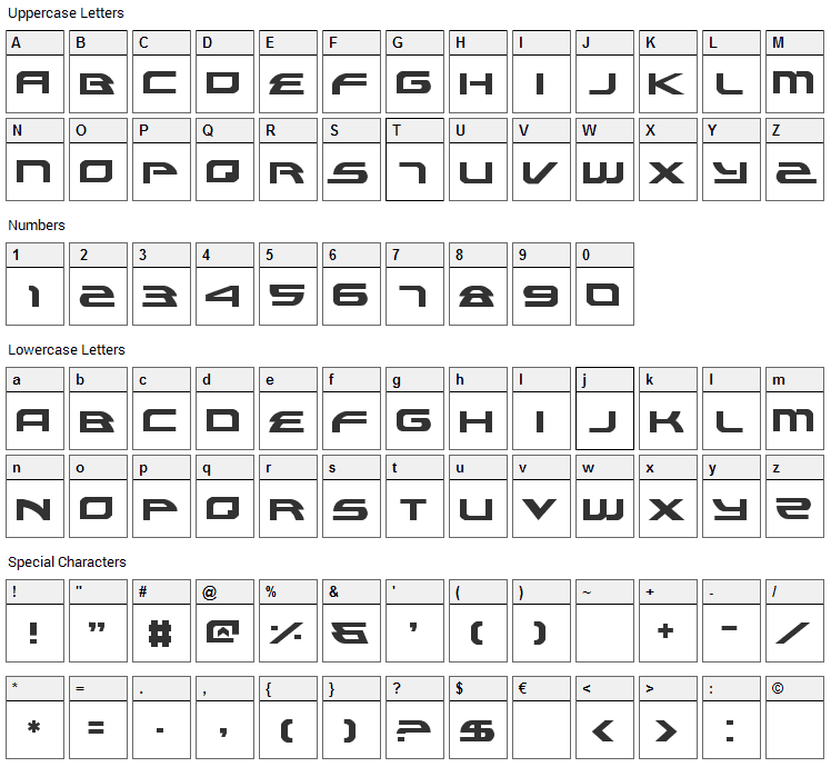 Alexis Font Character Map