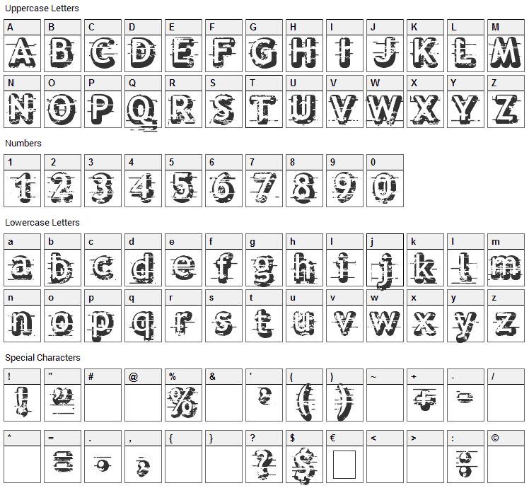 Alfred 24 Font Character Map
