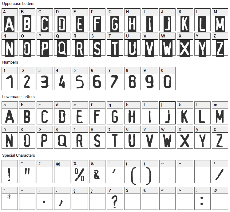 Alias Font Character Map