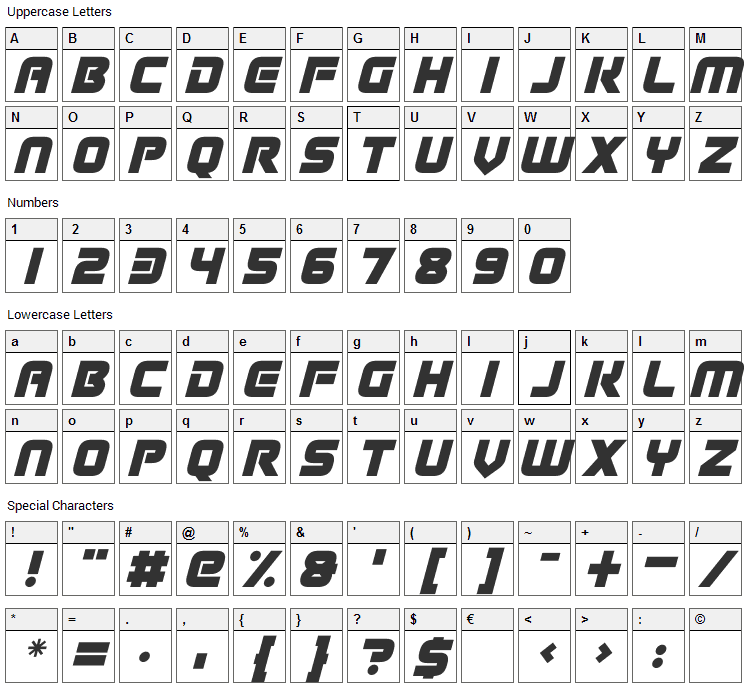 Alien Eclipse Font Character Map