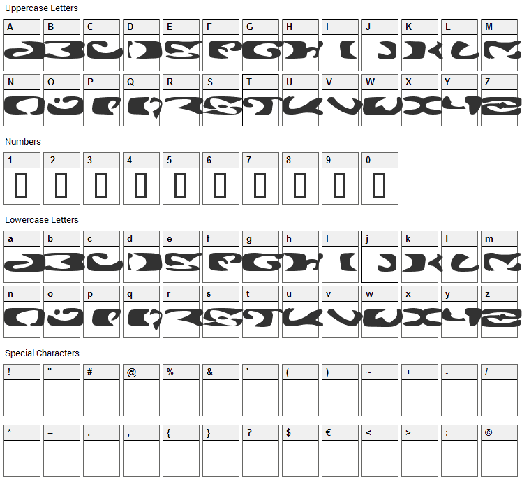 Alien Ghost 2 Font Character Map