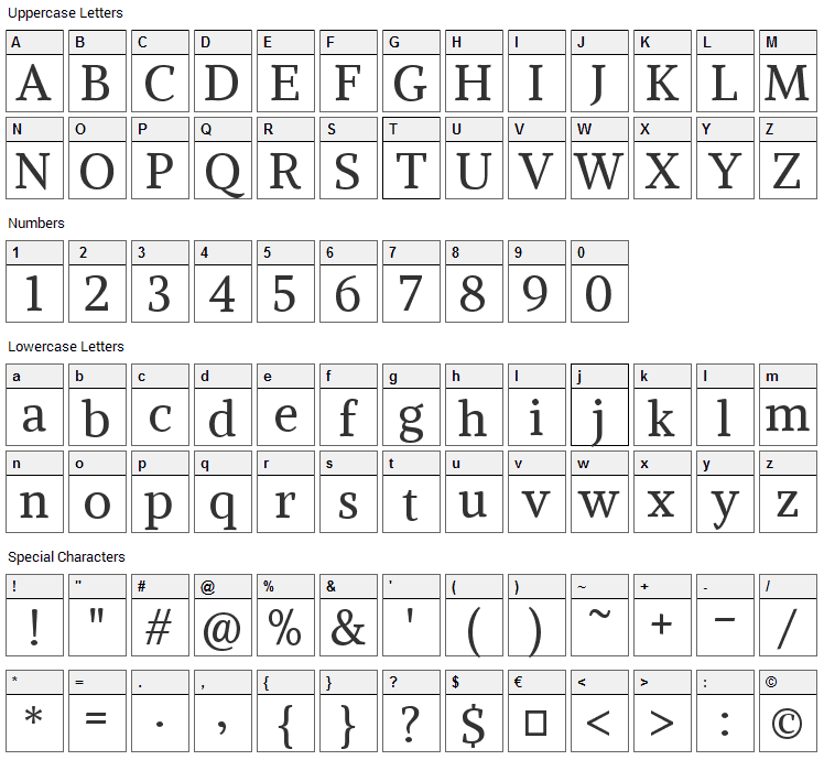 Alike Font Character Map