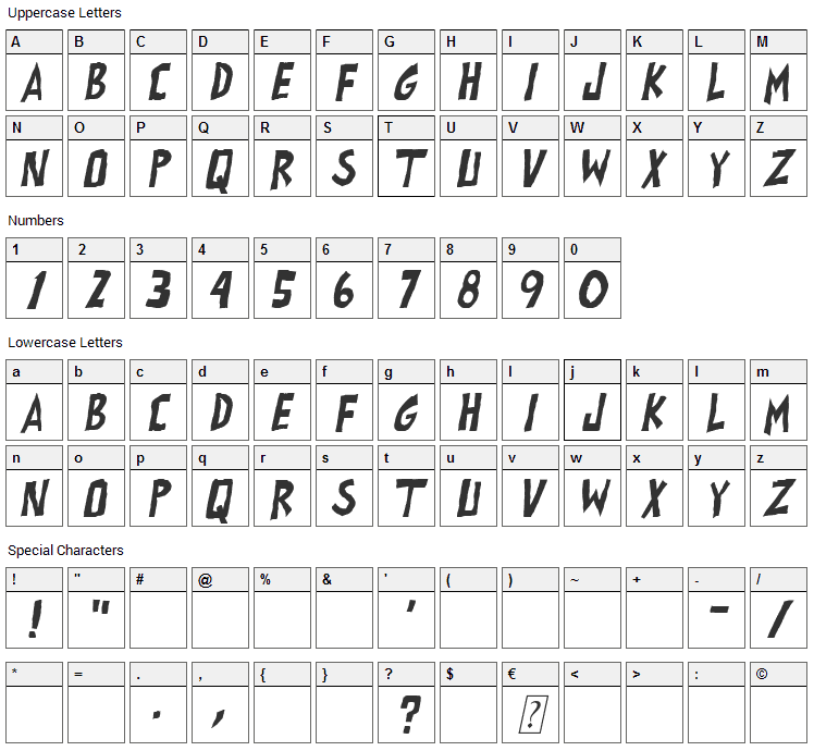 All exes must die! Font Character Map