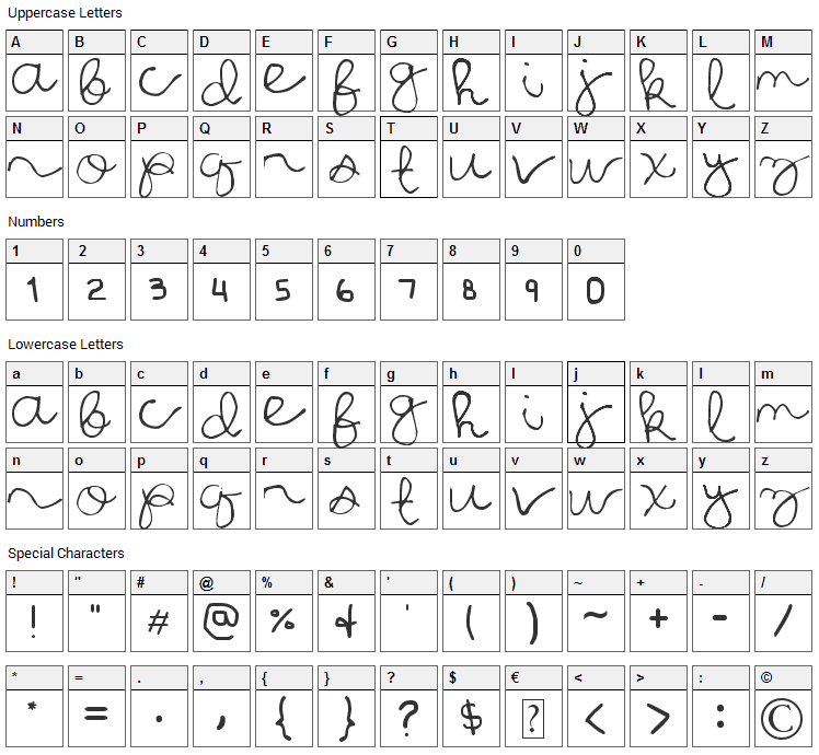 All Hail Julia Font Character Map