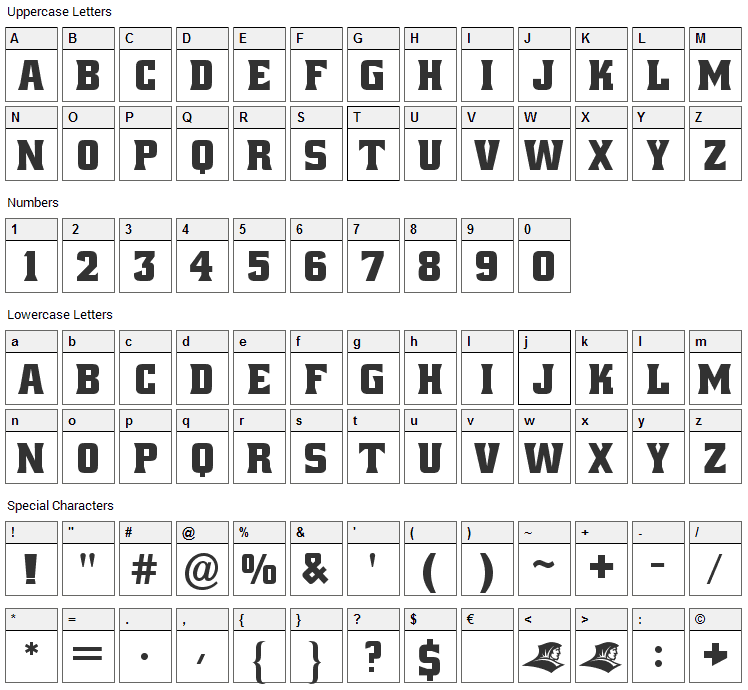 Alley Oop Font Character Map