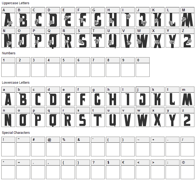 Alpes Font Character Map