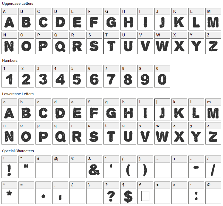 Alpha Echo Font Character Map